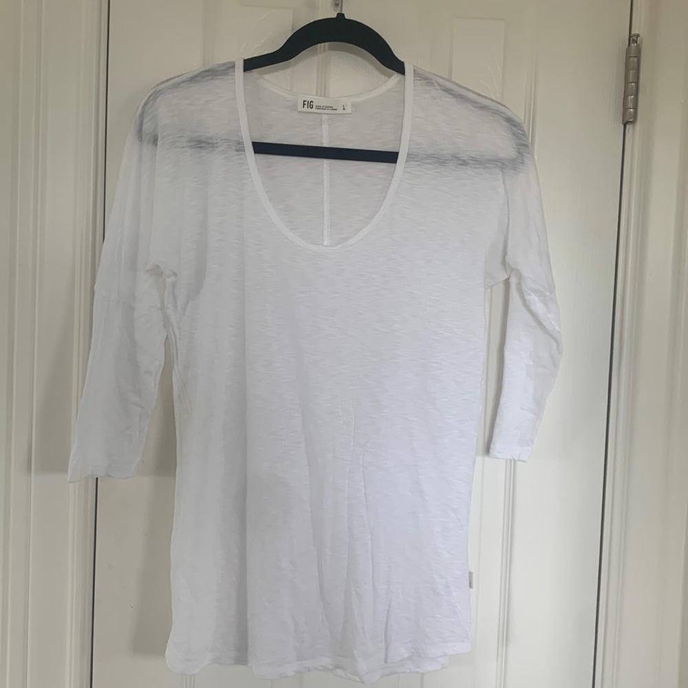 Fig Canada women white half long sleeve shirt Large
